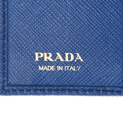 Prada Saffiano Metal Compact Snap Bi-Fold Wallet Blue 6 of 9