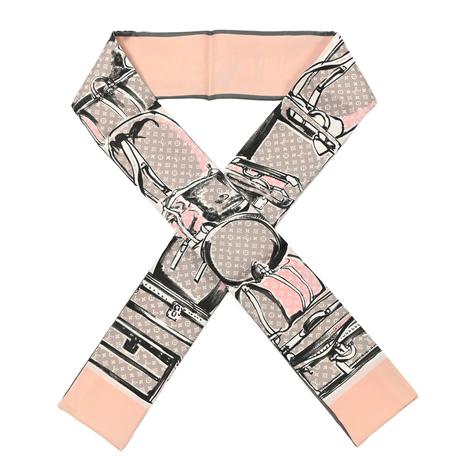 Louis Vuitton Silk Monogram Trunks Bandeau Rose Poudre 1 of 4