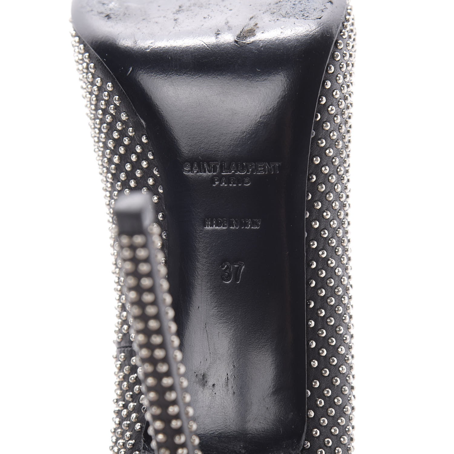 Saint Laurent Calfskin Paris Micro Studded 110 Thorn Pumps 37 Black 8 of 11