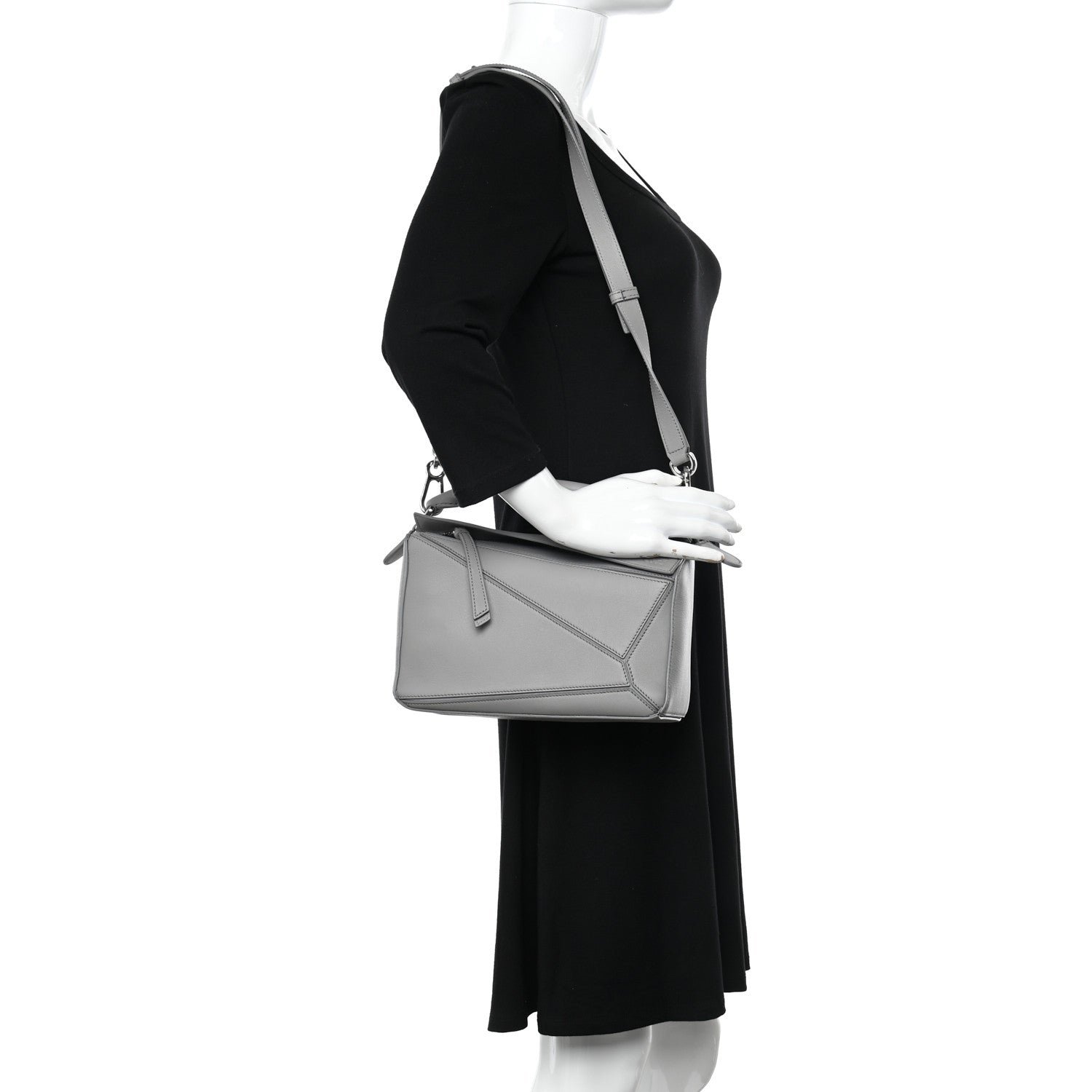 Loewe Calfskin Small Puzzle Bag Gunmetal 2 of 9