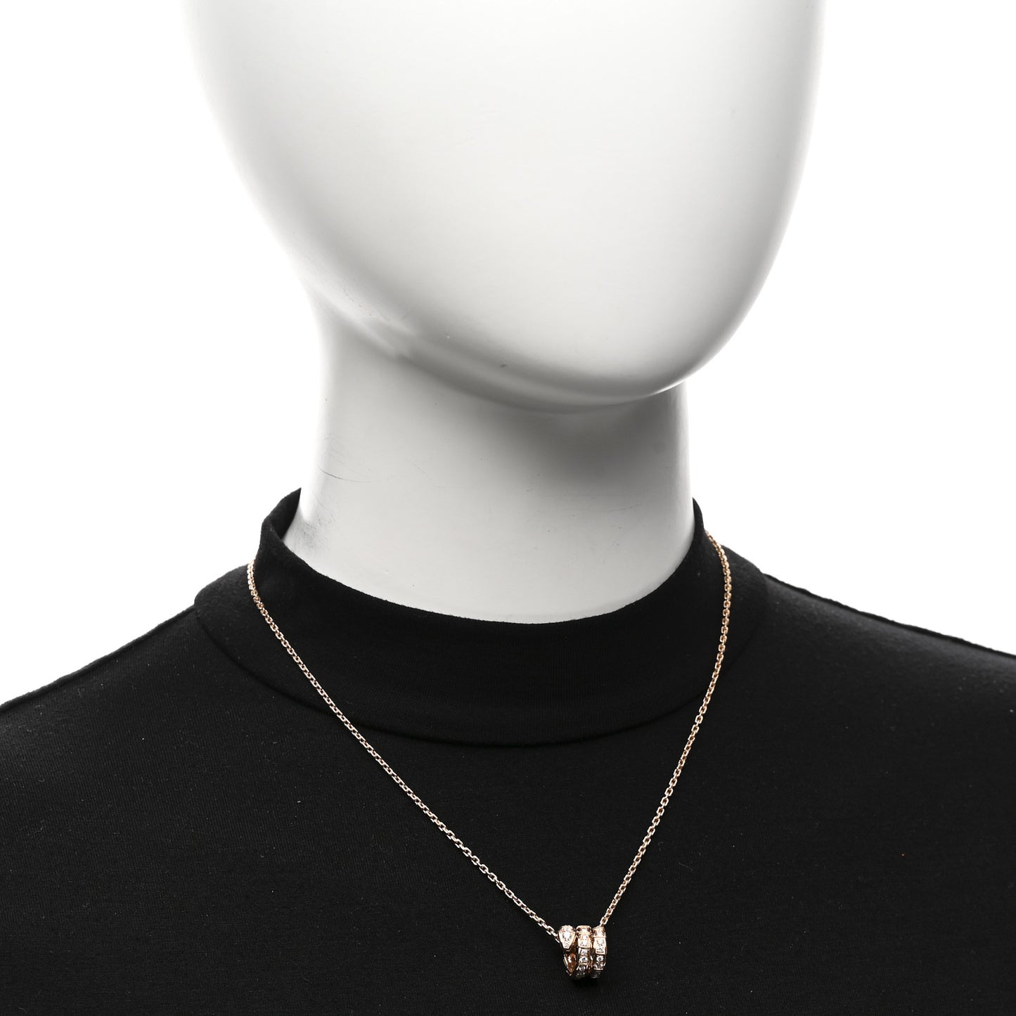 18K Rose Gold Diamond Serpenti Viper Pave Pendant Necklace