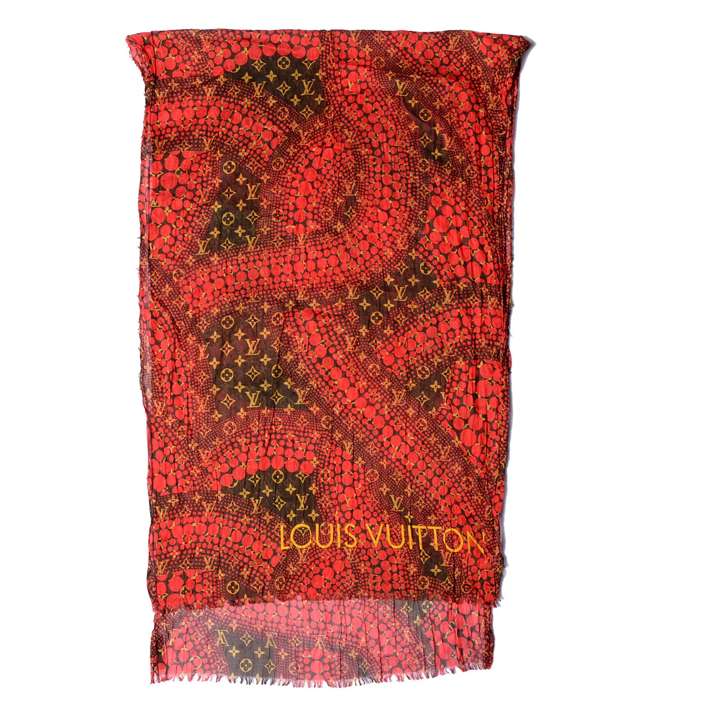 Cotton Monogram Kusama Infinity Dots Pareo Scarf Red