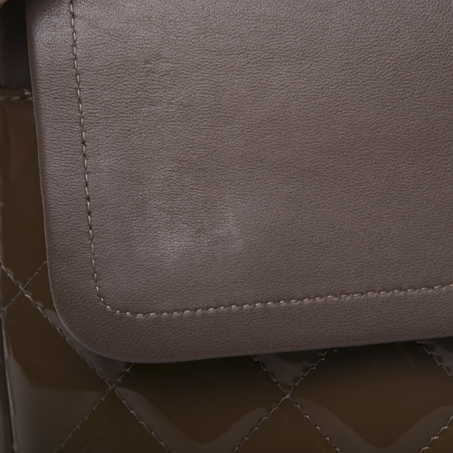 Patent Calfskin Quilted Maxi Double Flap Grey