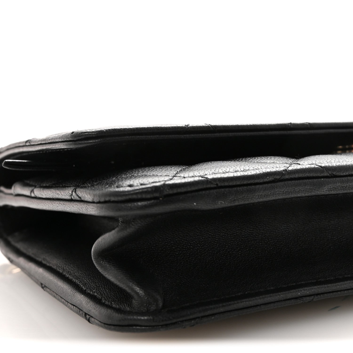 Chanel Lambskin Quilted Pearl Wallet On Chain WOC Black 10 of 12