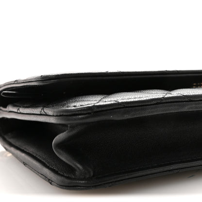Chanel Lambskin Quilted Pearl Wallet On Chain WOC Black 10 of 12