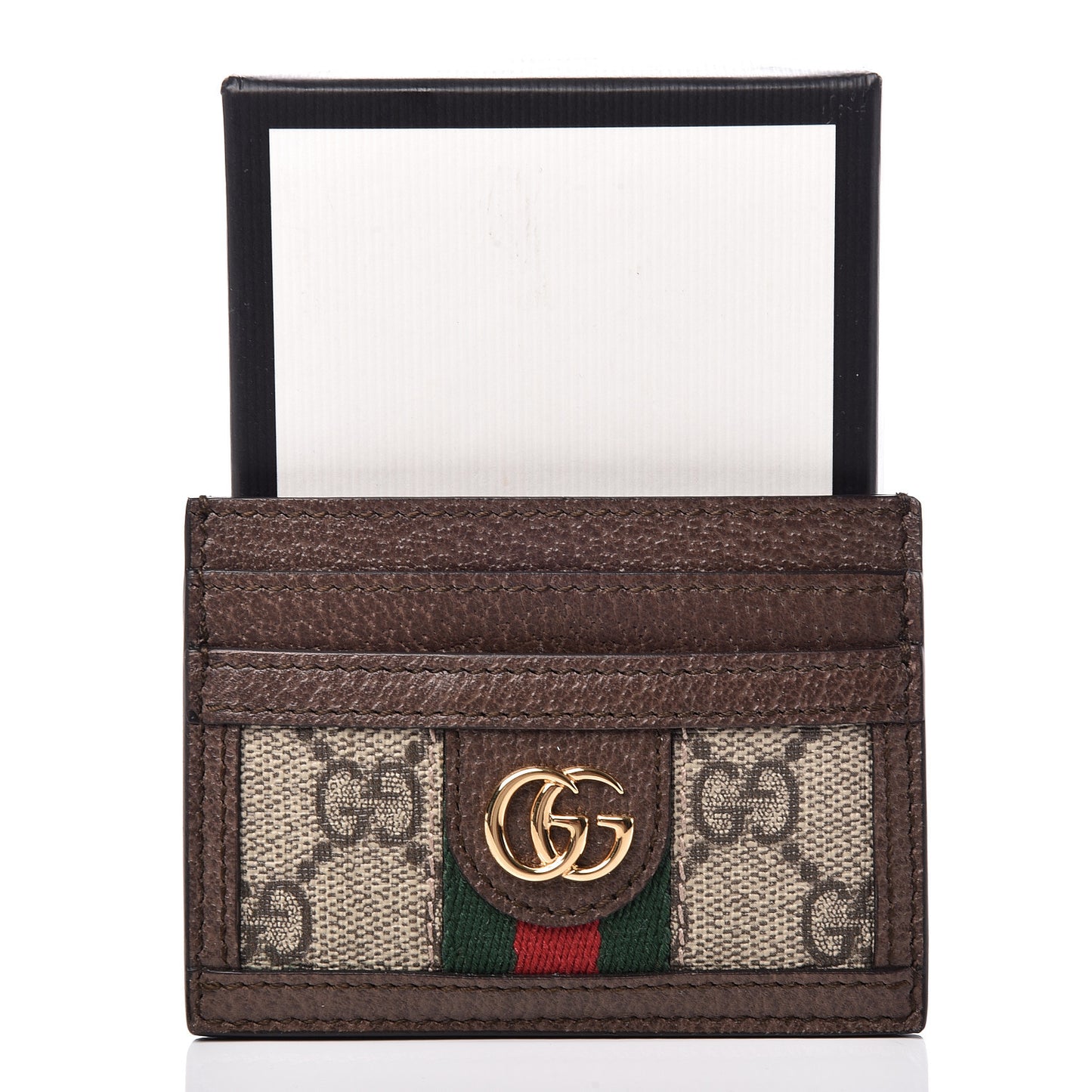 GG Supreme Monogram Ophidia Card Holder Brown