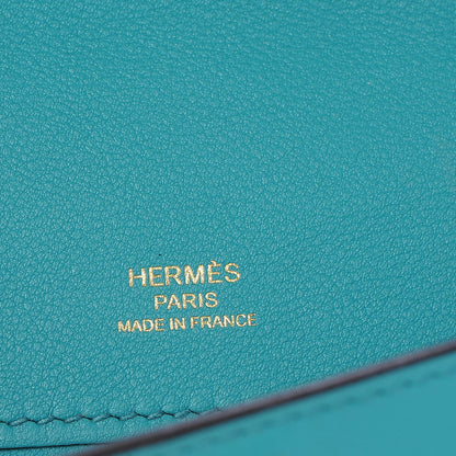 Hermes Swift Kelly Cut Clutch Pochette Bleu Paon 8 of 22