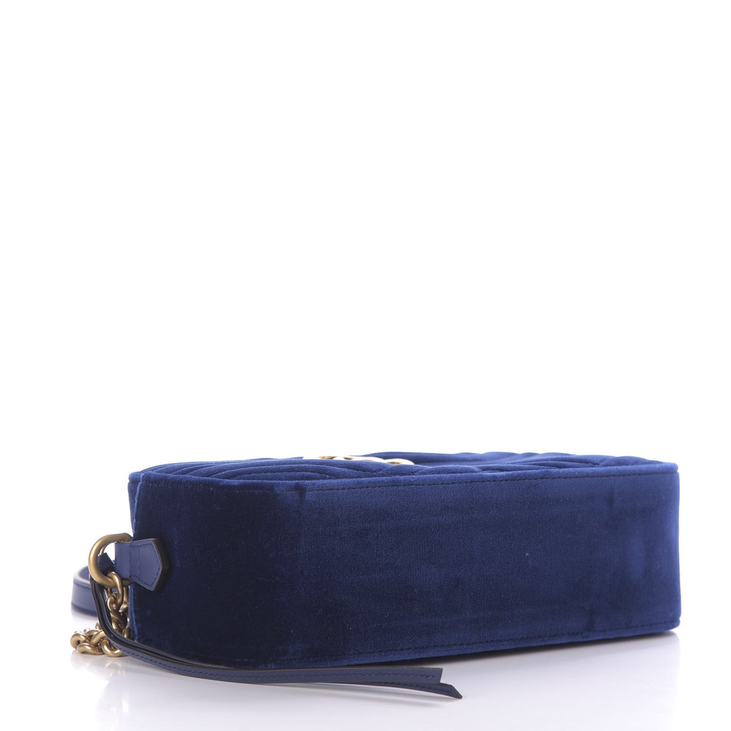 Velvet Matelasse Small GG Marmont Chain Shoulder Bag Cobalt