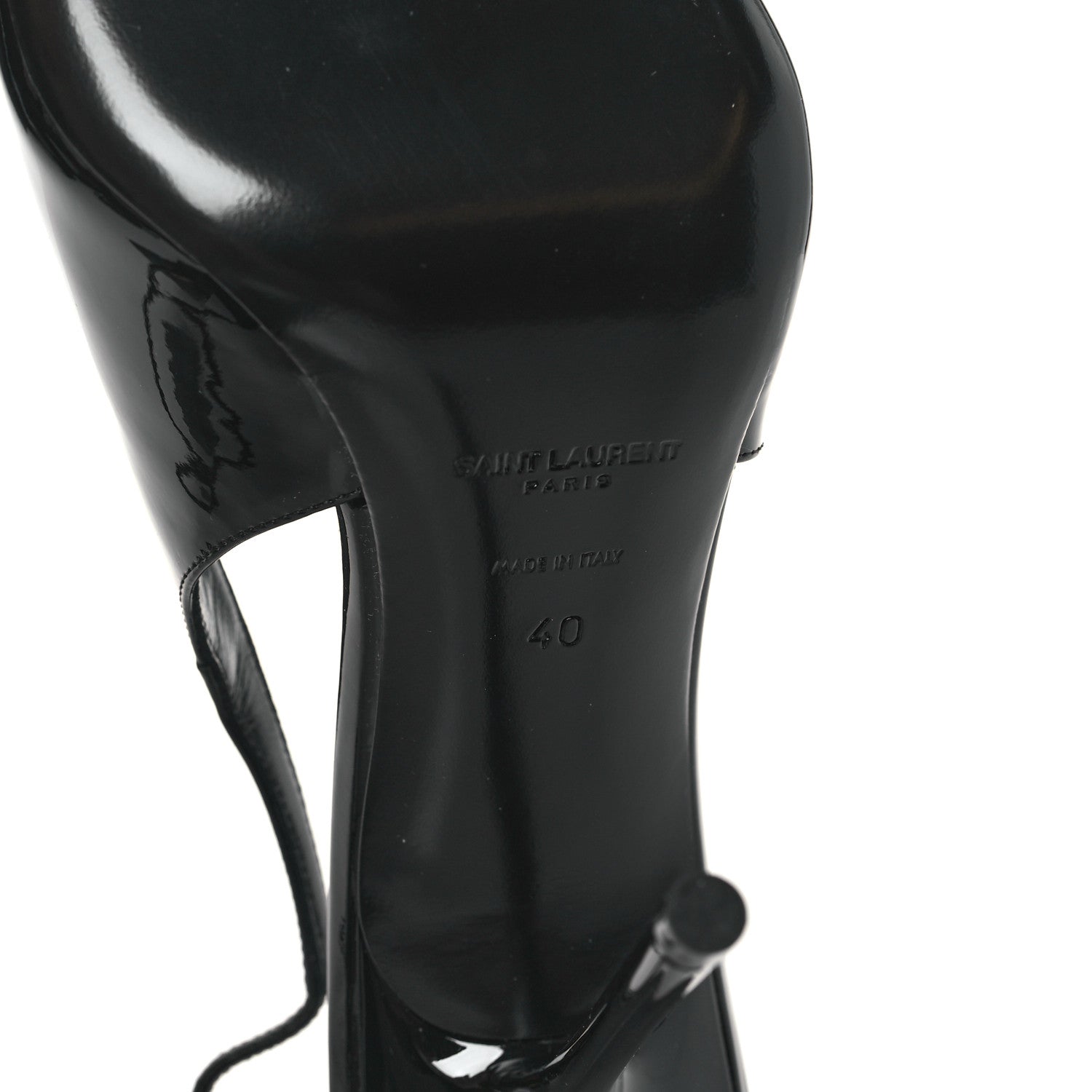 Saint Laurent Patent Calfskin Kiss 105 Slingback Pumps 40 Black 7 of 10