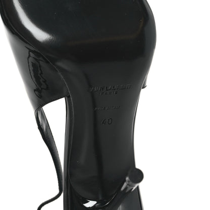 Saint Laurent Patent Calfskin Kiss 105 Slingback Pumps 40 Black 7 of 10