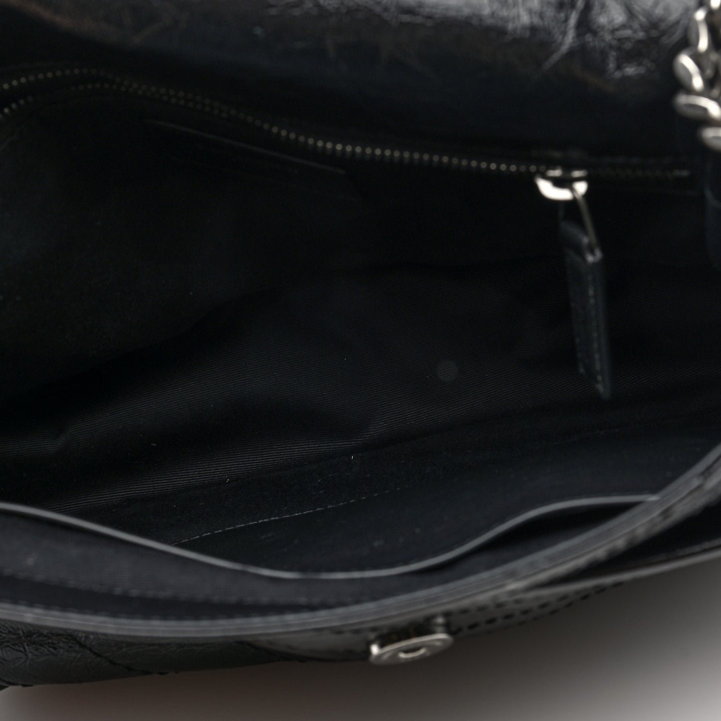 Crinkled Calfskin Matelasse Monogram Medium Niki Chain Satchel Black