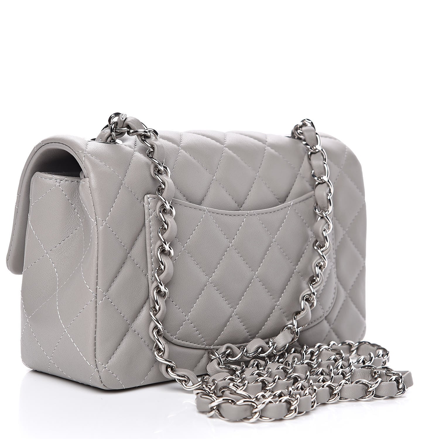 Chanel Lambskin Quilted Mini Rectangular Flap Grey 3 of 10