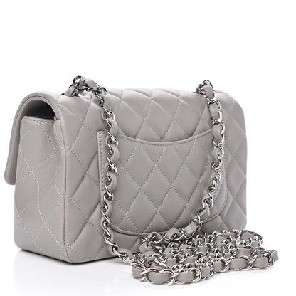 Chanel Lambskin Quilted Mini Rectangular Flap Grey 3 of 10