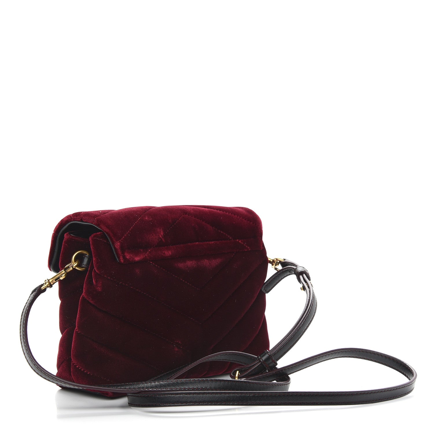 Saint Laurent Velvet Y Quilted Monogram Toy Loulou Crossbody Bag French Burgundy 3 of 9