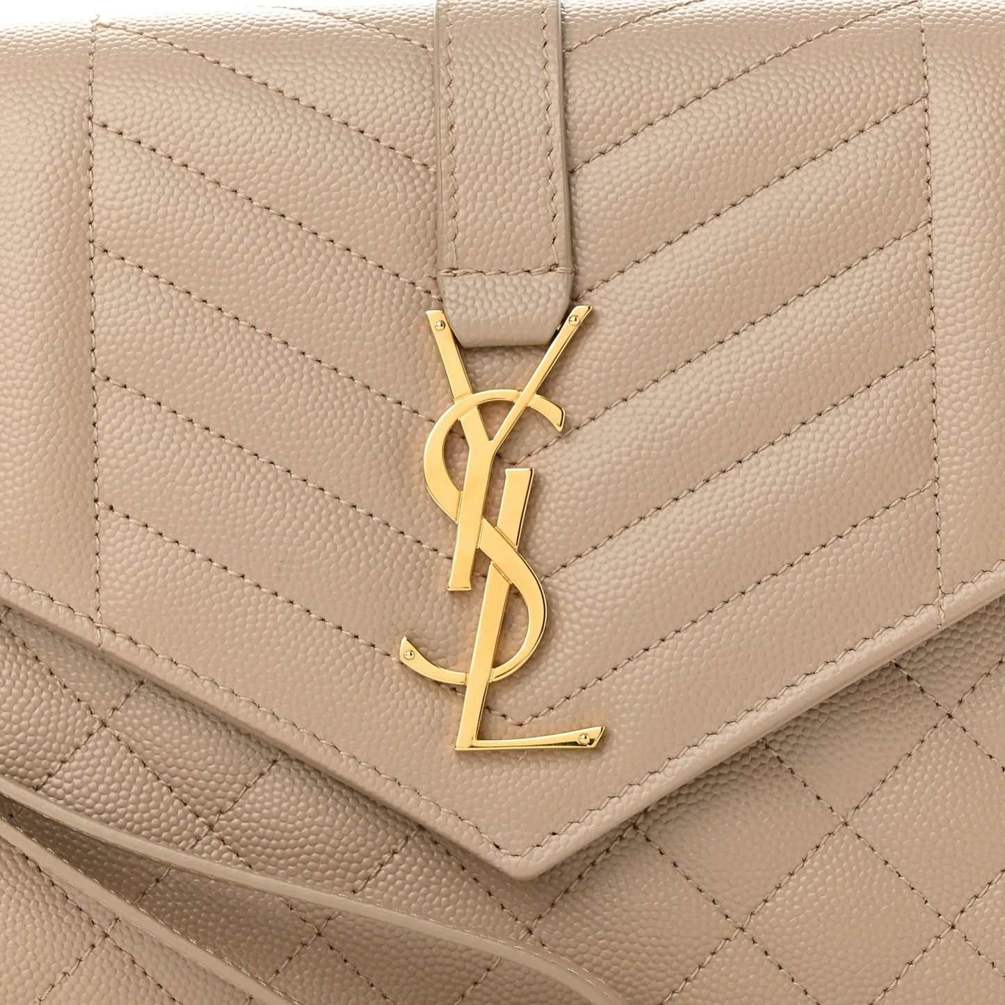 Grain De Poudre Textured Mixed Matelasse Triquilt Monogram Clutch Dark Beige
