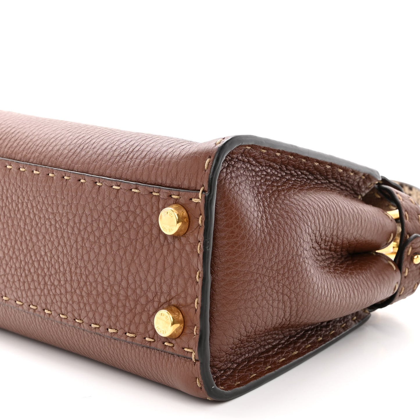 Cuoio Romano Snakeskin Selleria Bi-Color Mini Peekaboo Iconic Satchel Ghianda Camelia White
