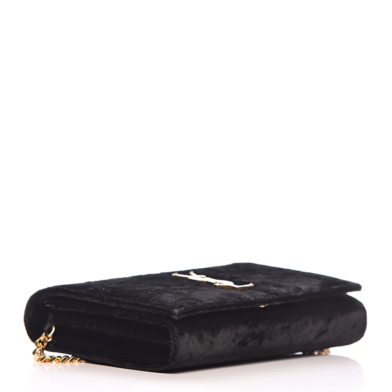 Saint Laurent Velvet Monogram Chain Wallet Black 4 of 11