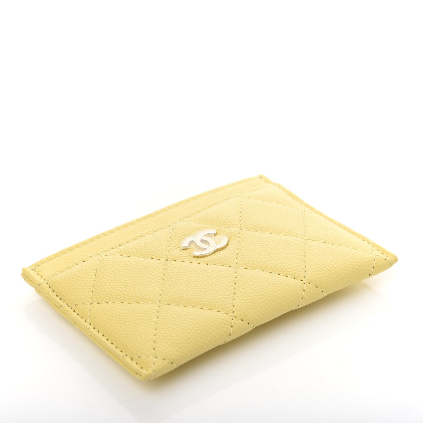 Caviar Quilted Card Holder Yellow
