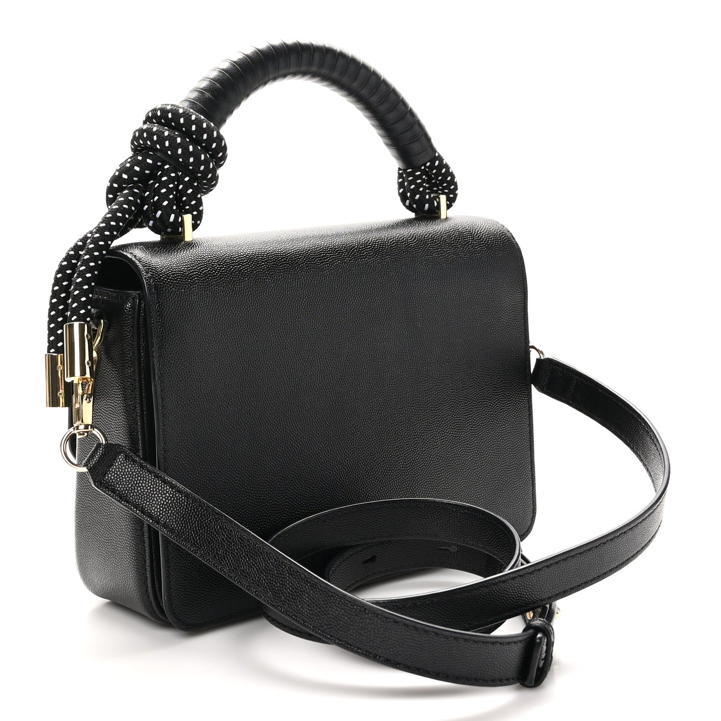 Textured Calfskin The J Link Shoulder Bag Black White