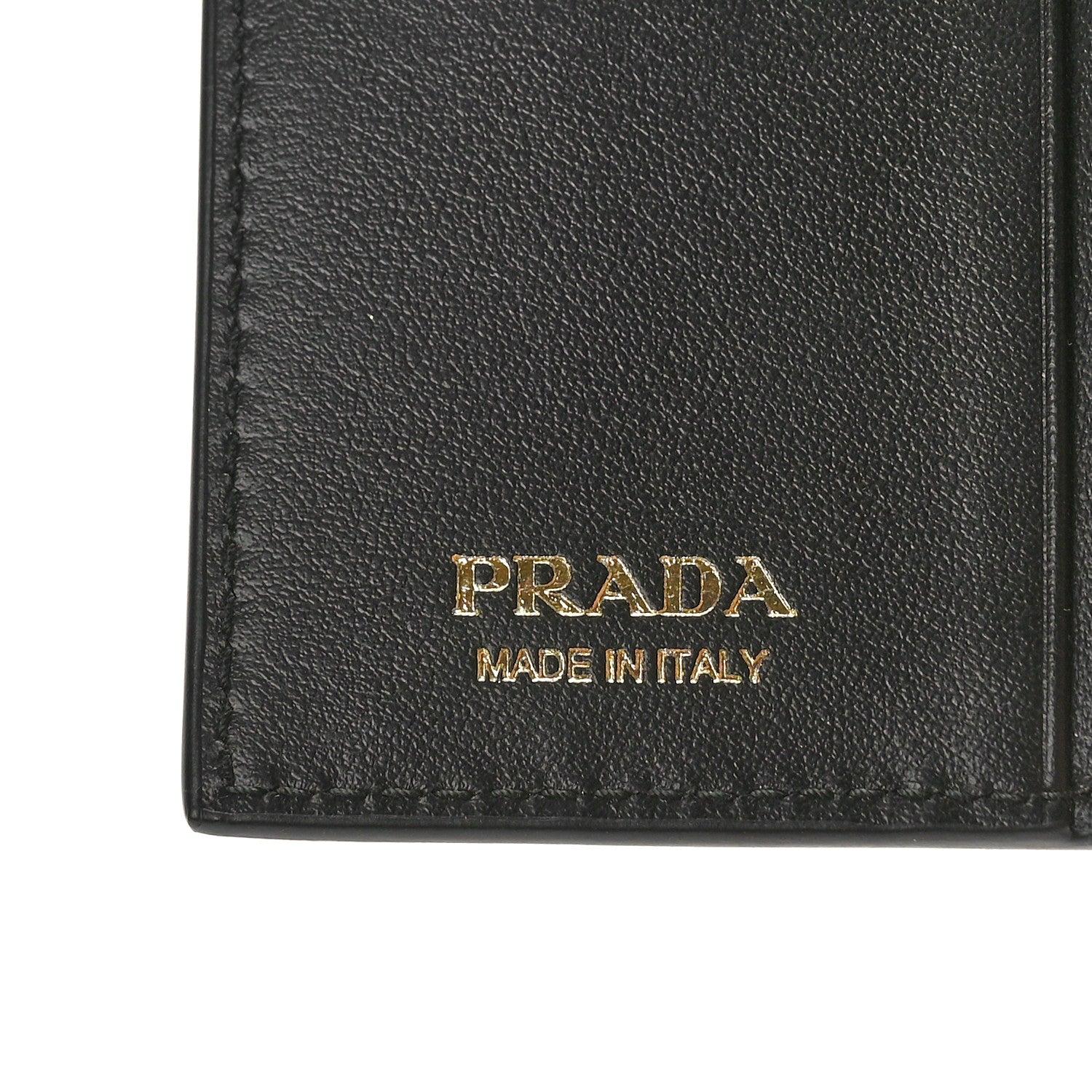 Prada Saffiano Small Triangle Bi-Fold Tab Wallet Black 6 of 8