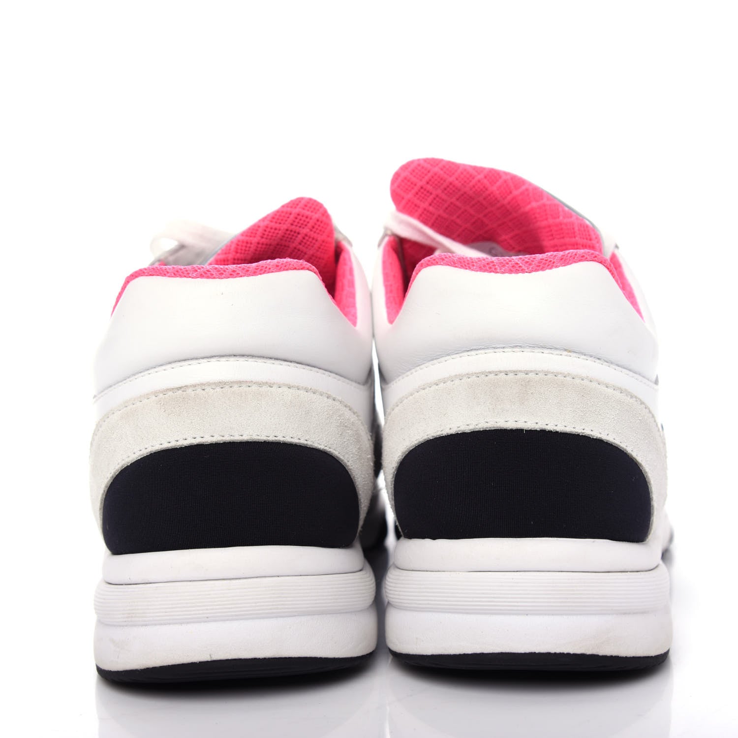 Chanel Calfskin Fabric Sneakers 38 White Silver Fluo Pink 7 of 10
