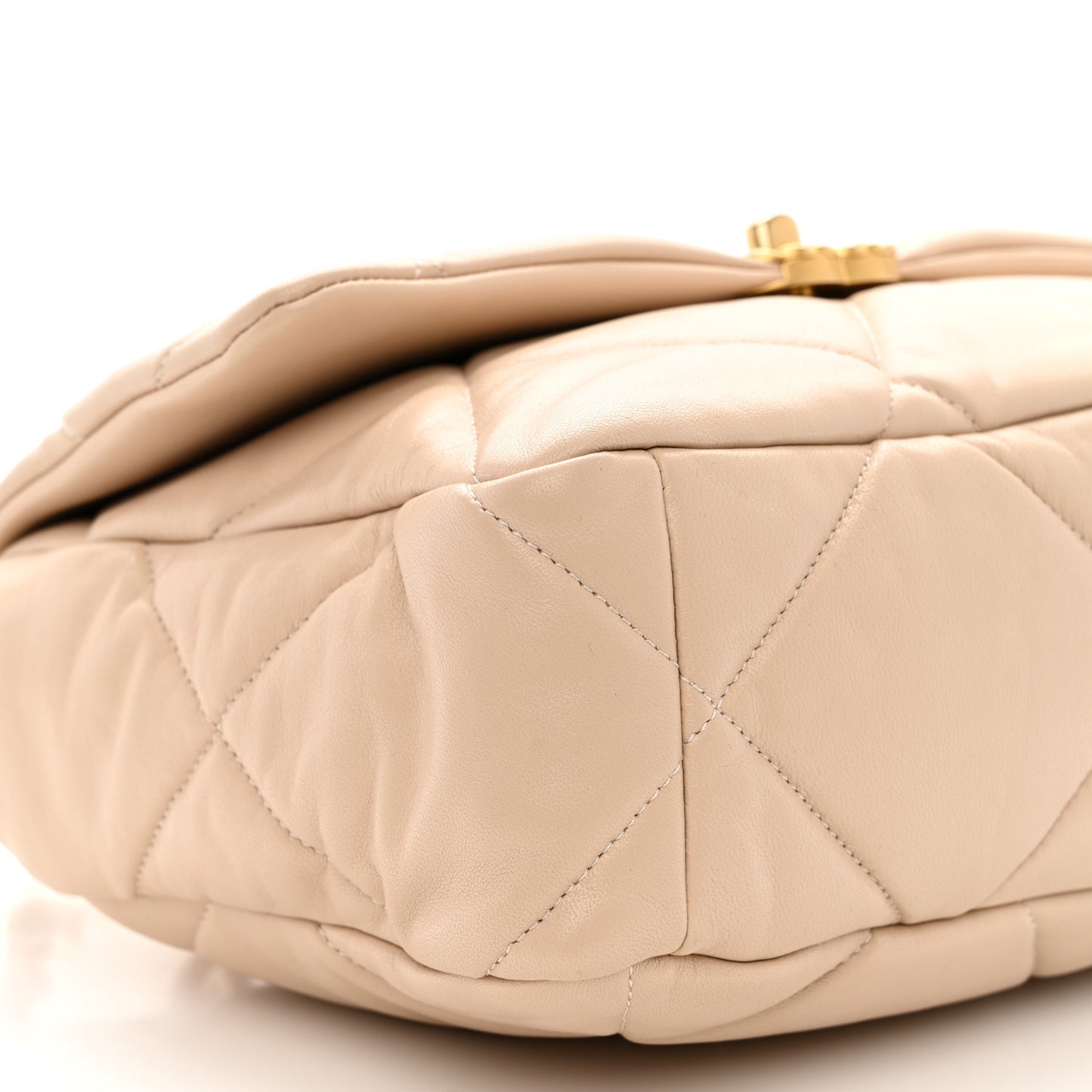 Lambskin Quilted Large Chanel 19 Flap Beige