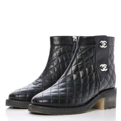 Chanel Calfskin Quilted Turnlock Zip Boots 36.5 Black 3 of 10