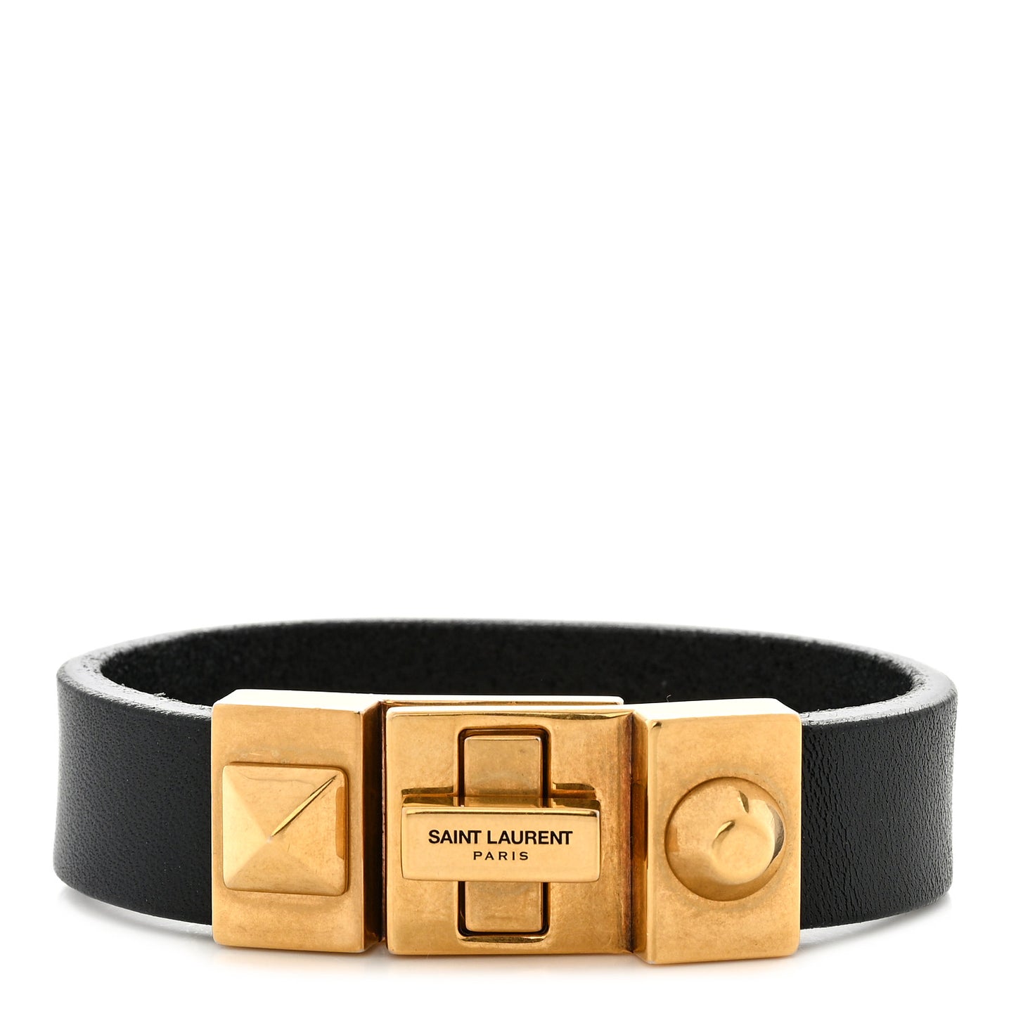Calfskin Twist Lock Bracelet M Black