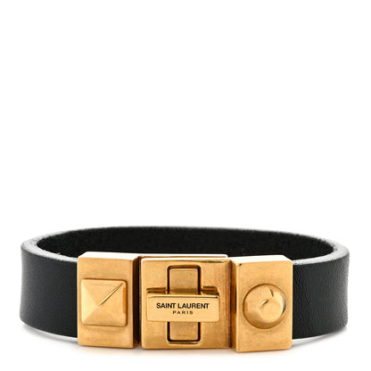 Saint Laurent Calfskin Twist Lock Bracelet M Black 1 of 6