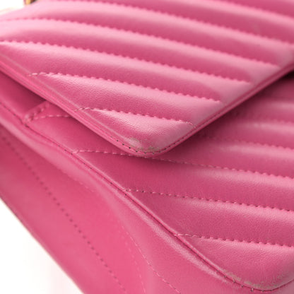 Chanel Lambskin Chevron Quilted Medium Double Flap Pink 19 of 24