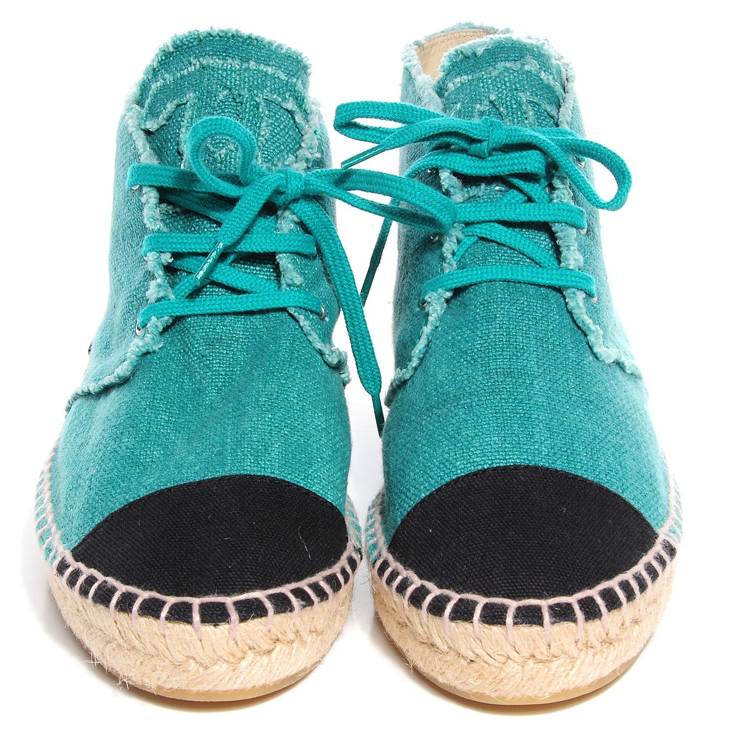Canvas Lace Up Espadrilles 41 Green Black