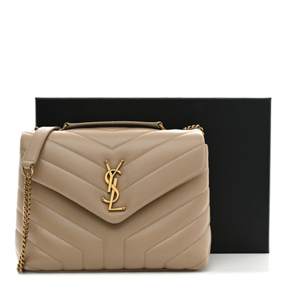 Saint Laurent Calfskin Y Quilted Monogram Small Loulou Chain Satchel Dark Beige 11 of 11