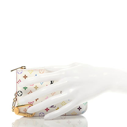 Louis Vuitton Monogram Multicolor Key Pouch White Anie 2 of 6