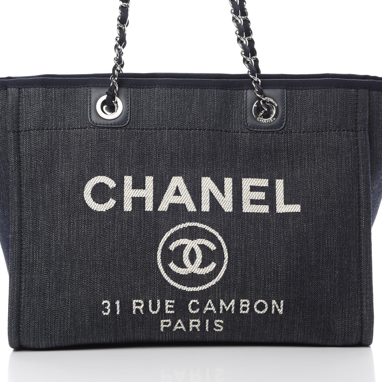 Chanel Denim Small Deauville Tote Dark Blue 8 of 10