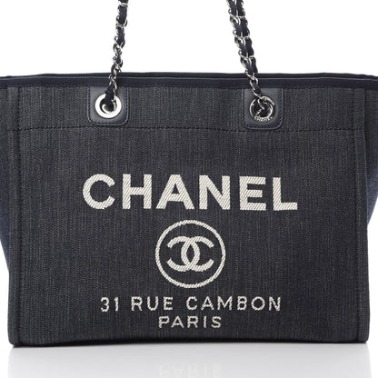 Chanel Denim Small Deauville Tote Dark Blue 8 of 10