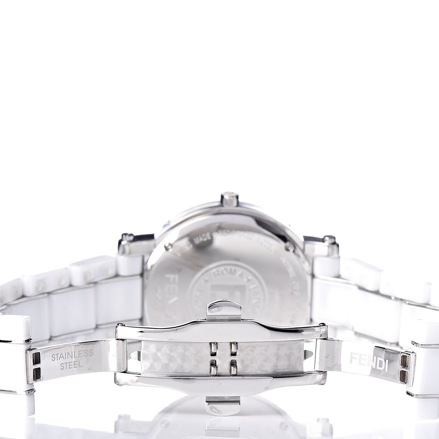 Fendi Stainless Steel Ceramic Diamond Bezel 38mm Round Quartz Watch White 5 of 6