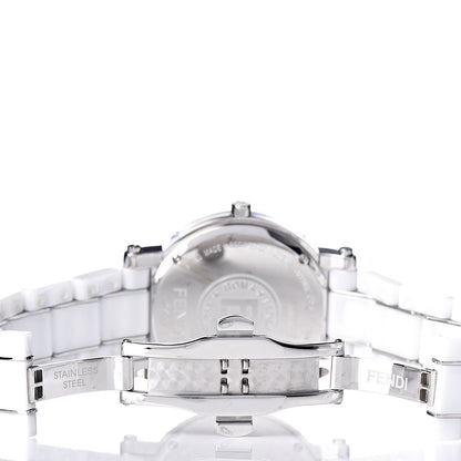 Fendi Stainless Steel Ceramic Diamond Bezel 38mm Round Quartz Watch White 5 of 6