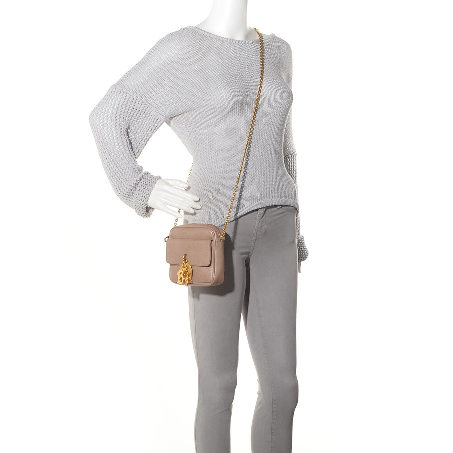 Deerskin Cervo Crossbody Charm Bag Beige