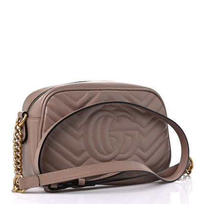 Gucci Calfskin Matelasse Small GG Marmont Chain Shoulder Bag Porcelain Rose 3 of 12