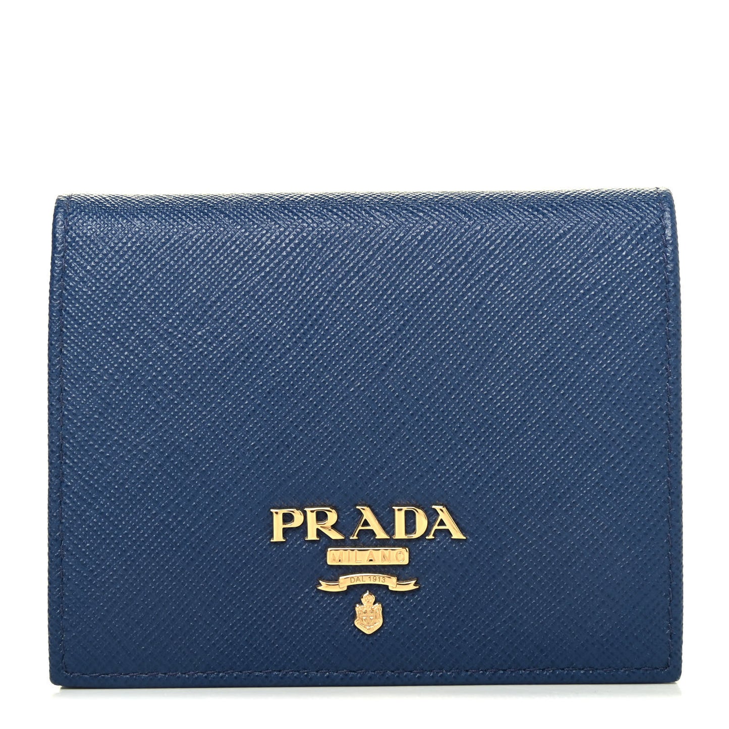 Saffiano Metal Compact Snap Bi-Fold Wallet Cobalto