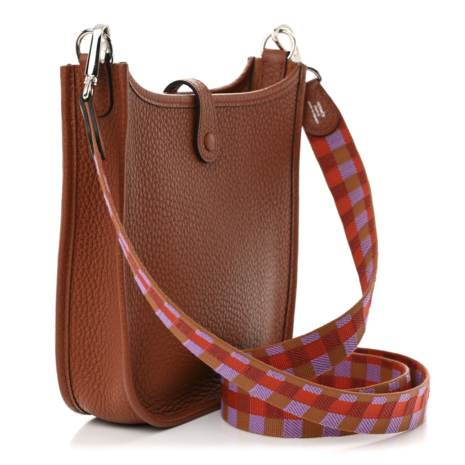 Hermes Taurillon Clemence Maxi Quadrille Evelyne TPM Cuivre Capucine Parme Rouge Duchess 3 of 11