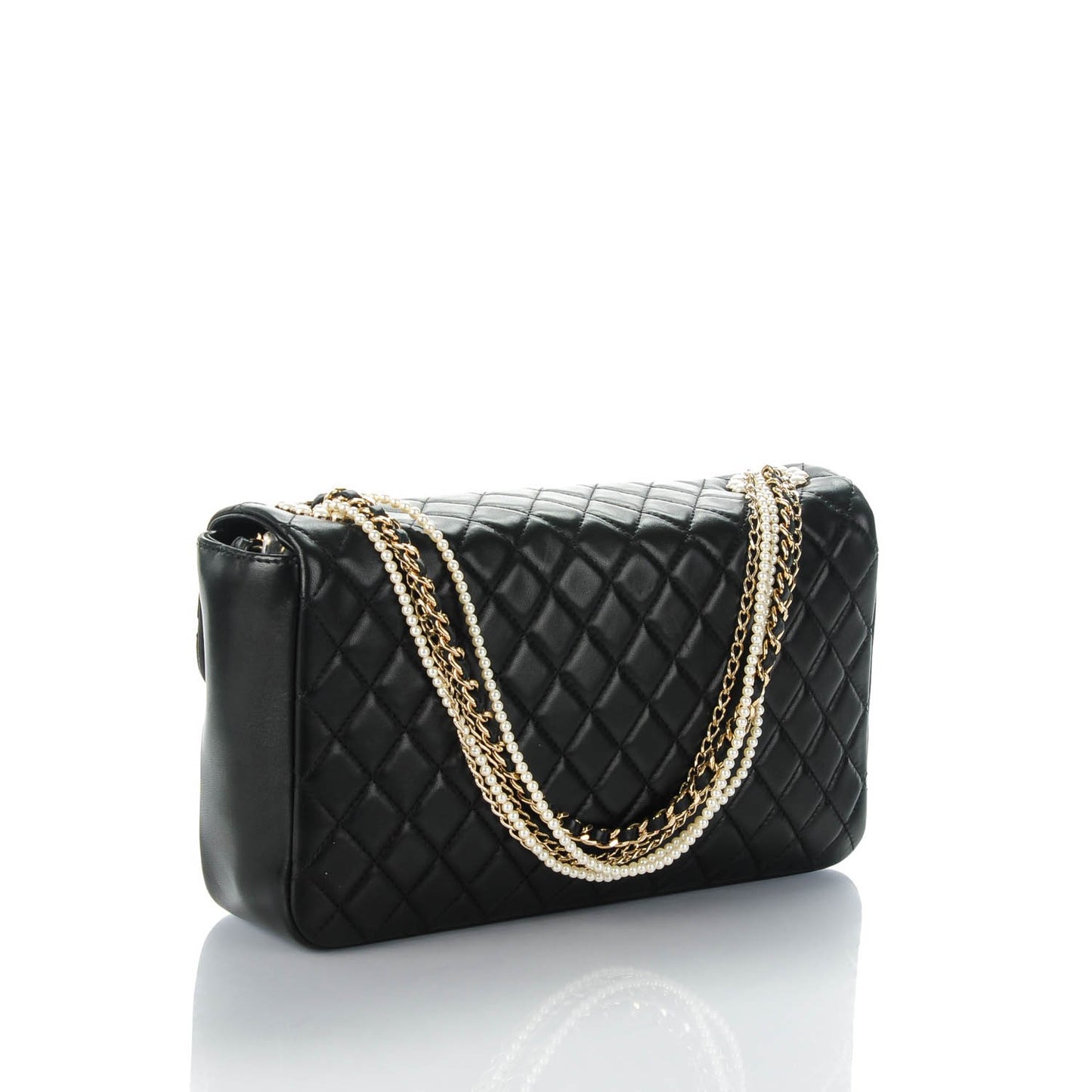 Lambskin Quilted Medium Westminster Pearl Flap Black