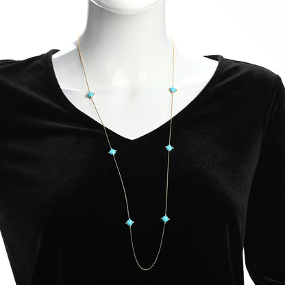 David Yurman 18K Yellow Gold Diamond Turquoise Chatelaine Long Station Necklace 2 of 5