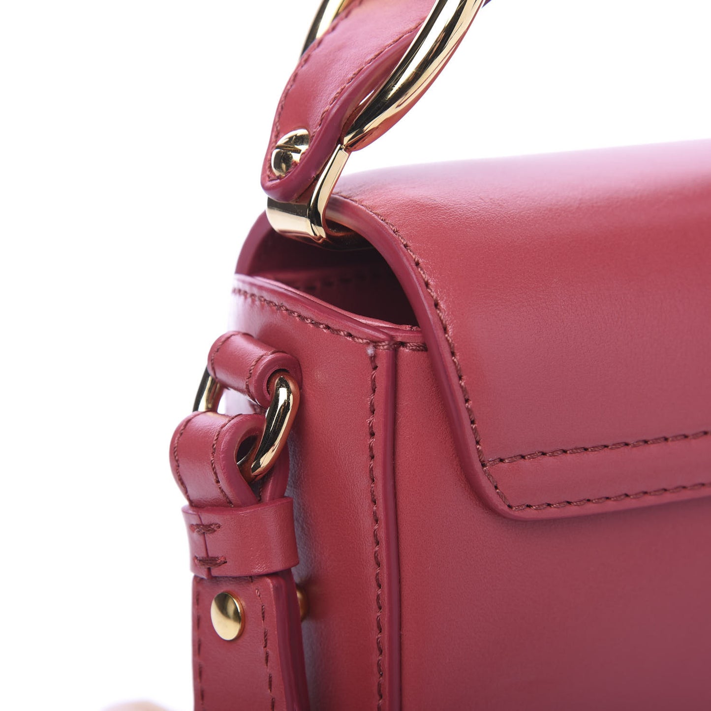 Shiny Calfskin Suede Mini C Double Carry Scarlet Pink