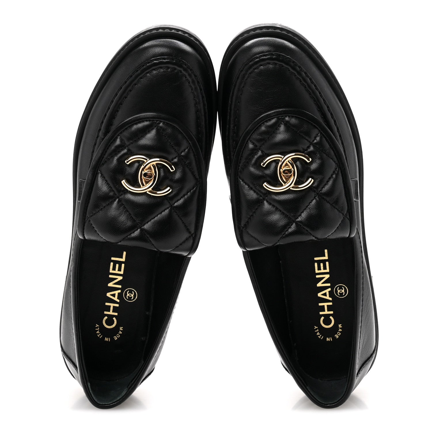 Chanel Lambskin Quilted CC Turnlock Loafers 38 Black 2 of 11