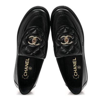 Chanel Lambskin Quilted CC Turnlock Loafers 38 Black 2 of 11