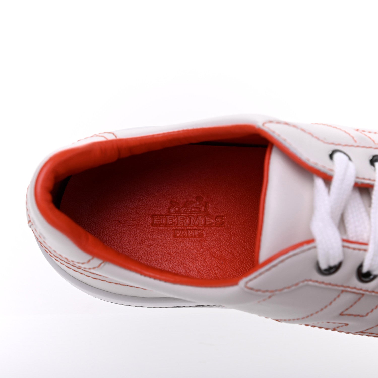 Hermes Calfskin Womens Voltage Sneakers 37.5 White Orange 7 of 9