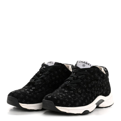 Chanel Suede Calfskin Printed CC Sneakers 35 Black 4 of 10
