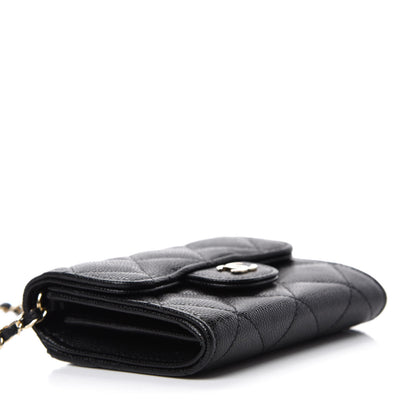 Chanel Caviar Quilted Flap Card Holder On Chain Black 4 of 13