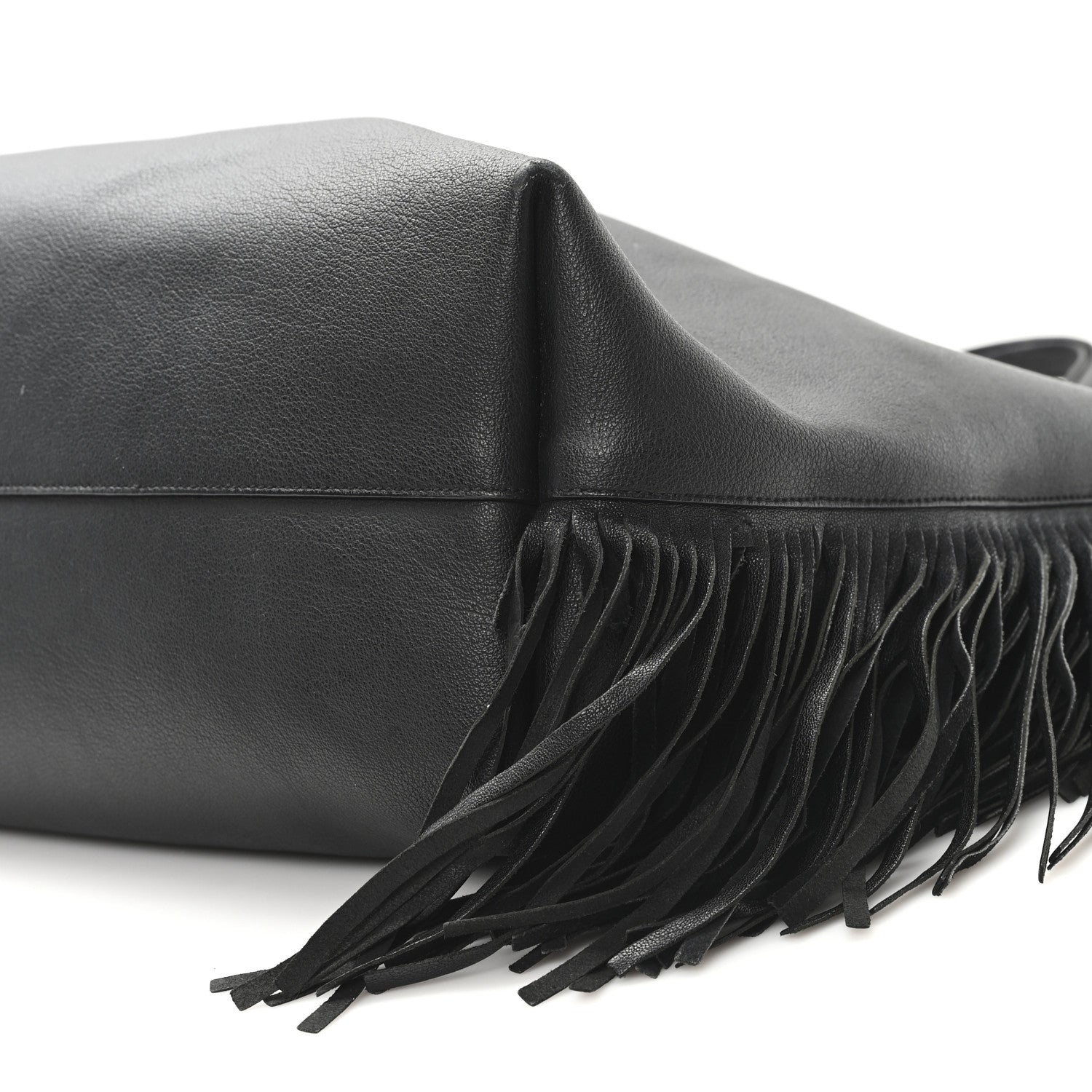 Saint Laurent Calfskin Large Fringe Shopping Tote Black 11 of 13